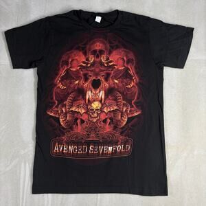 Avenged Sevenfold Red Skull and Snakes Graphic T-Shirt Sz Small Preowned